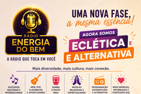 Rádio Energia do Bem amplia sua identidade e passa a adotar o segmento eclético e alternativo